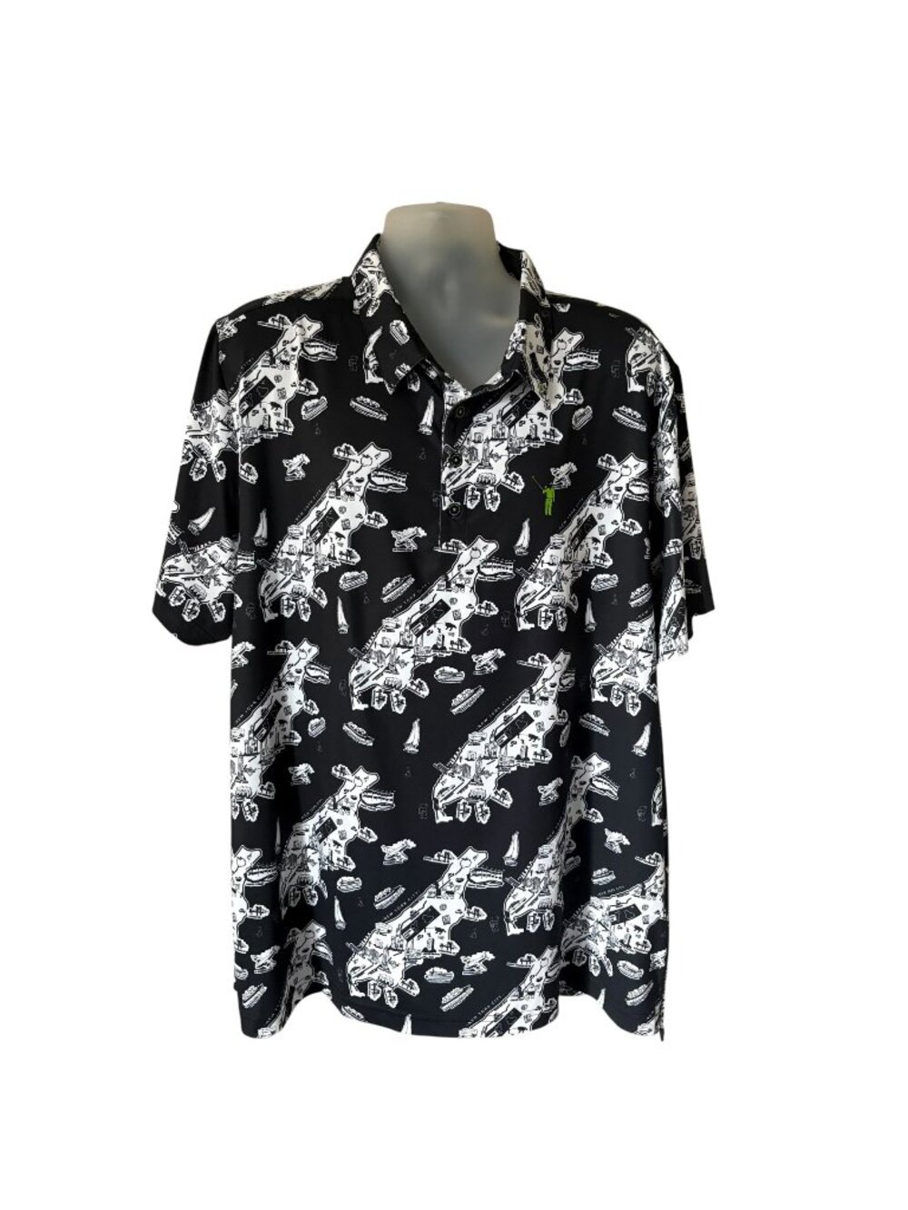 William Murray Golf Polo New York City Design Black & White Men’s Size XXL